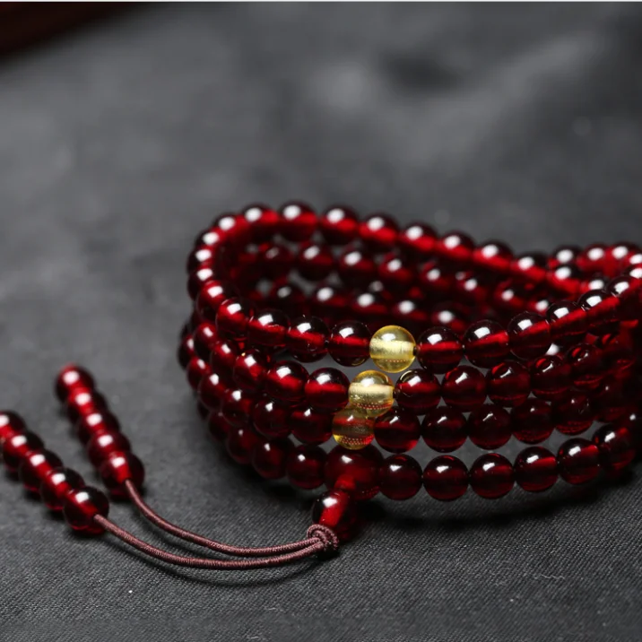 108 gebet Runde Perlen Frauen Männer Armband 8mm Buddhismus Halskette Echte Natürliche Blut Rot Bernstein
