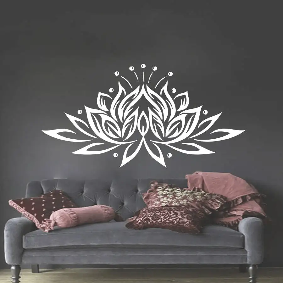 Wunderschöner Lotus Mandala Wandtattoo Schlafzimmer Aufkleber Lotusblume Yoga Studio Böhmisches Dekor Yoga