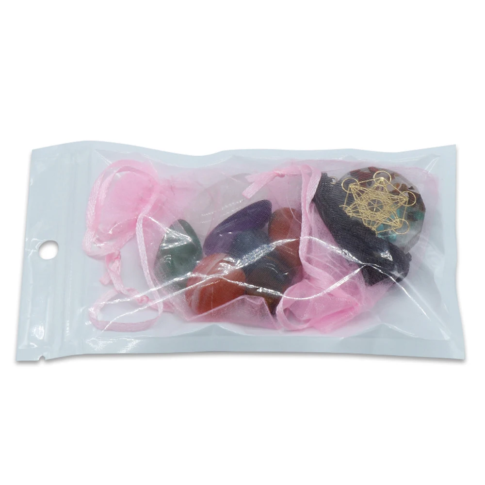 Sieben Chakra Steine mit Halskette Yoga Energie Stein Kombination Set Natürlichen Kristall Edelstein Ornamente