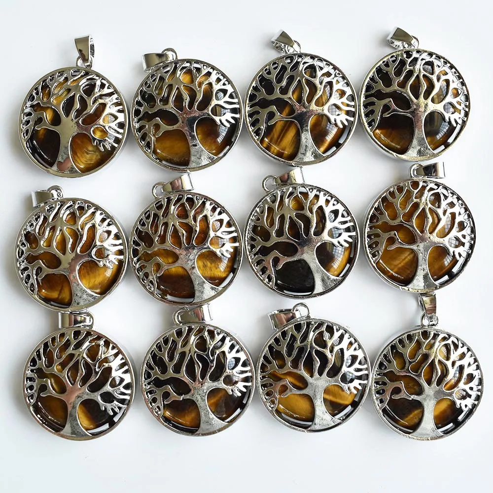 12 teile/los mode natürliche sodalith Stein legierung baum des lebens Anhänger für schmuck zubehör
