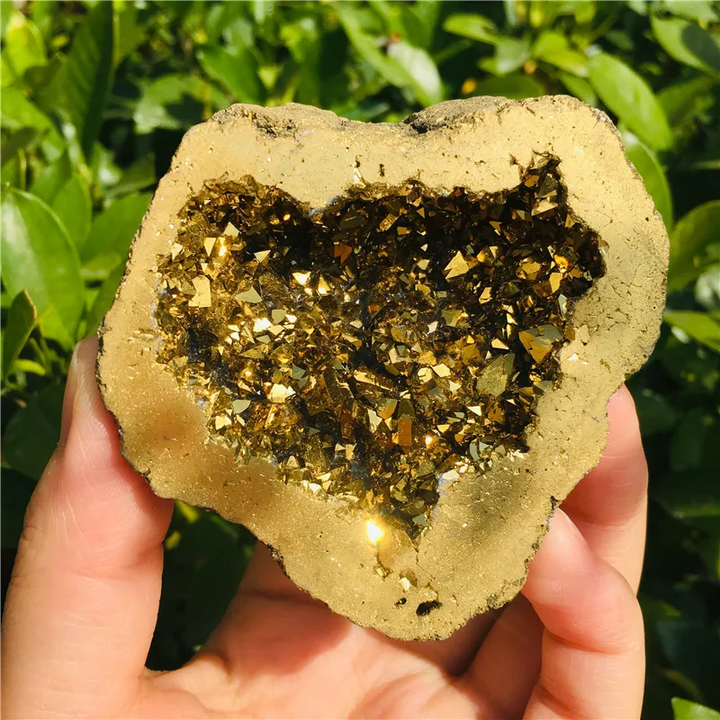 Natürlicher Kristall Achat Geode Slice Drusy Druse Quarz galvanisierte Cluster Kristallpunkte
