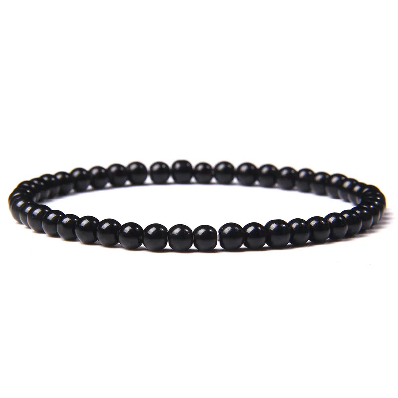 4mm Chakra Perlen Energie Armband Natürliche Runde Achate Onyx Stein Stretch Armband Armreifen für Frauen