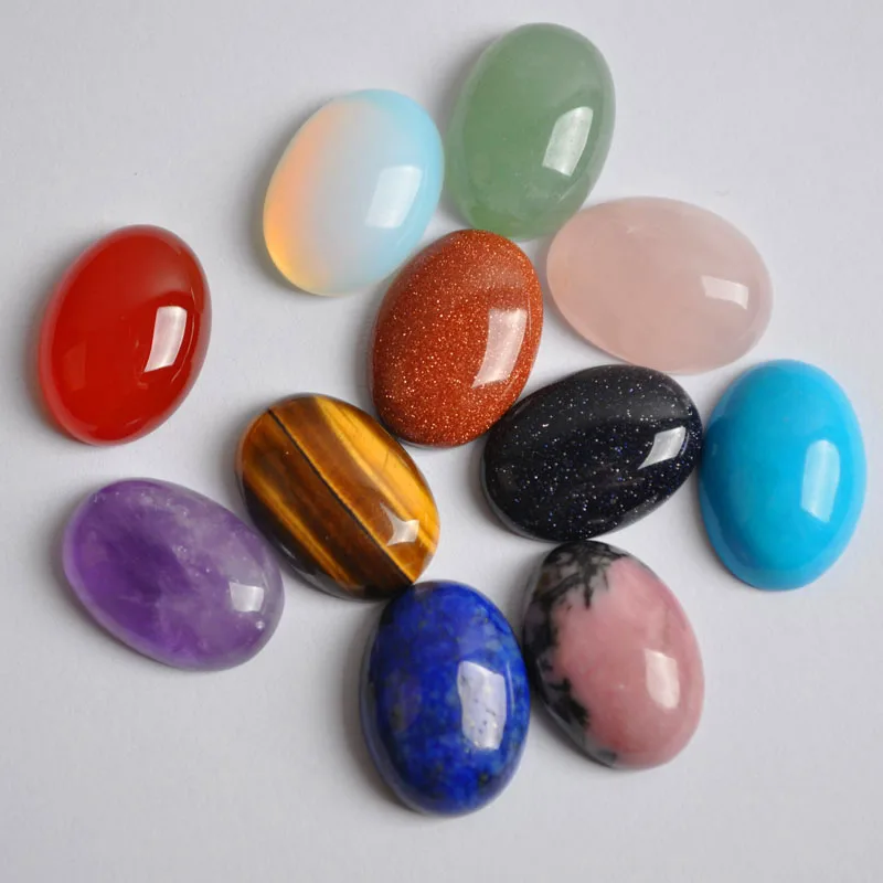 18x13mm natürlicher Quarz Amethyst Opal Lapis Tigerauge Sandstein Achat Rhodonit Stein Perlen ovale Kabine