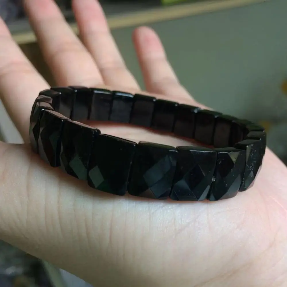 Armband aus schwarzen Turmalin-Steinperlen, natürlicher Energiestein, Edelsteinschmuck für Frauen