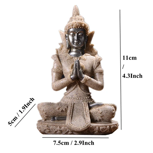 VILEAD Buddha Statue Thailand Buddha Skulptur Hindu Fengshui Figur Meditation Miniatur Innenraum Home