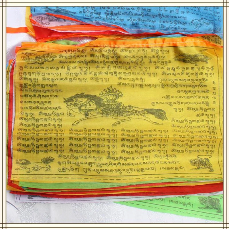 Tibetisch-buddhistische Gebetsfahnen, 5 verschiedene Farben, Stoffhandwerk, Polyester, tibetischer (20 Stück)