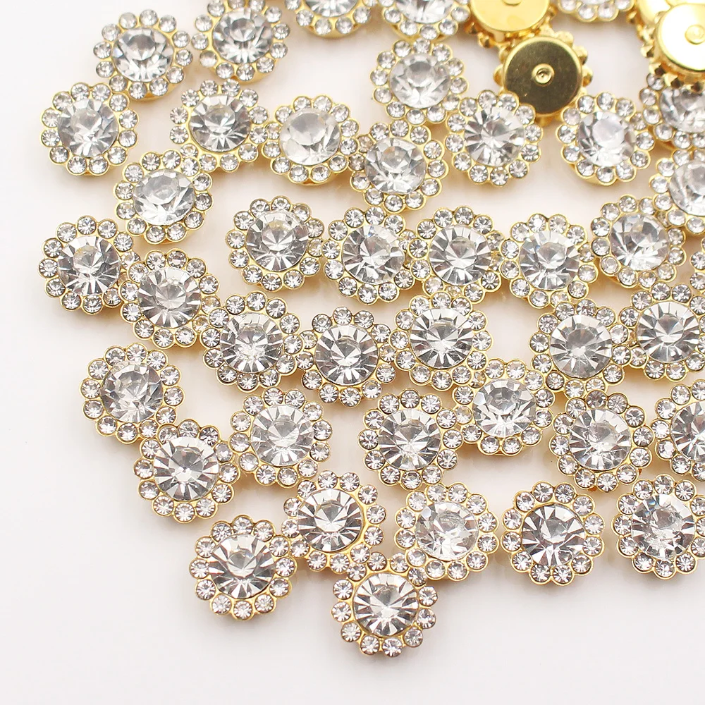 Gold Blume Klaue Strass Glitter Kristalle Trim Steine Perlen Kleidungsstück Handwerk Nähen Auf Strasssteine