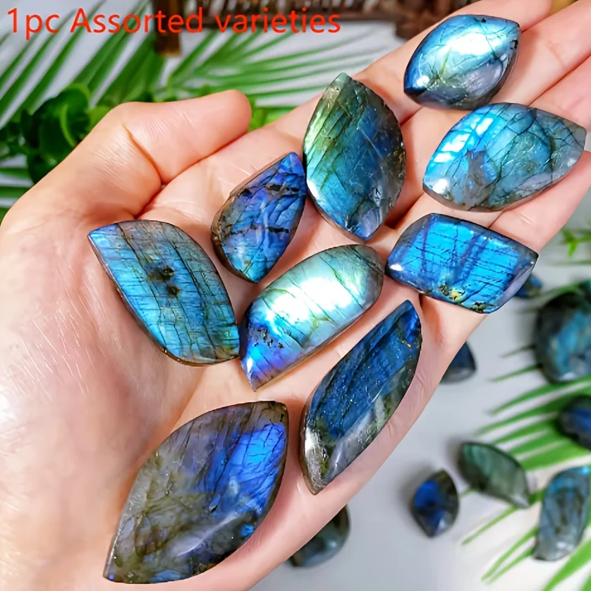 Natürlicher Labradorit-Cabochon, Mehrfarbig, Labradorit-Edelstein-Set, Gemischte Größen, Handpolierte
