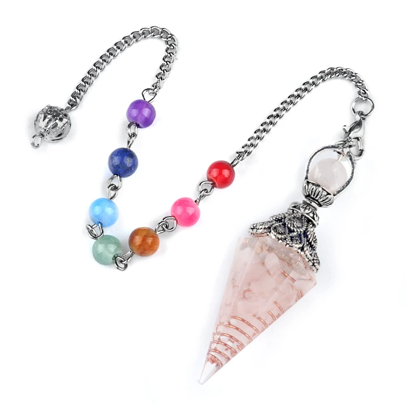 Naturstein Sieben Chakra Regenbogen Perle Geist Pendel Anhänger Harz Reiki Kristall Für Schmuck Machen Zubehör