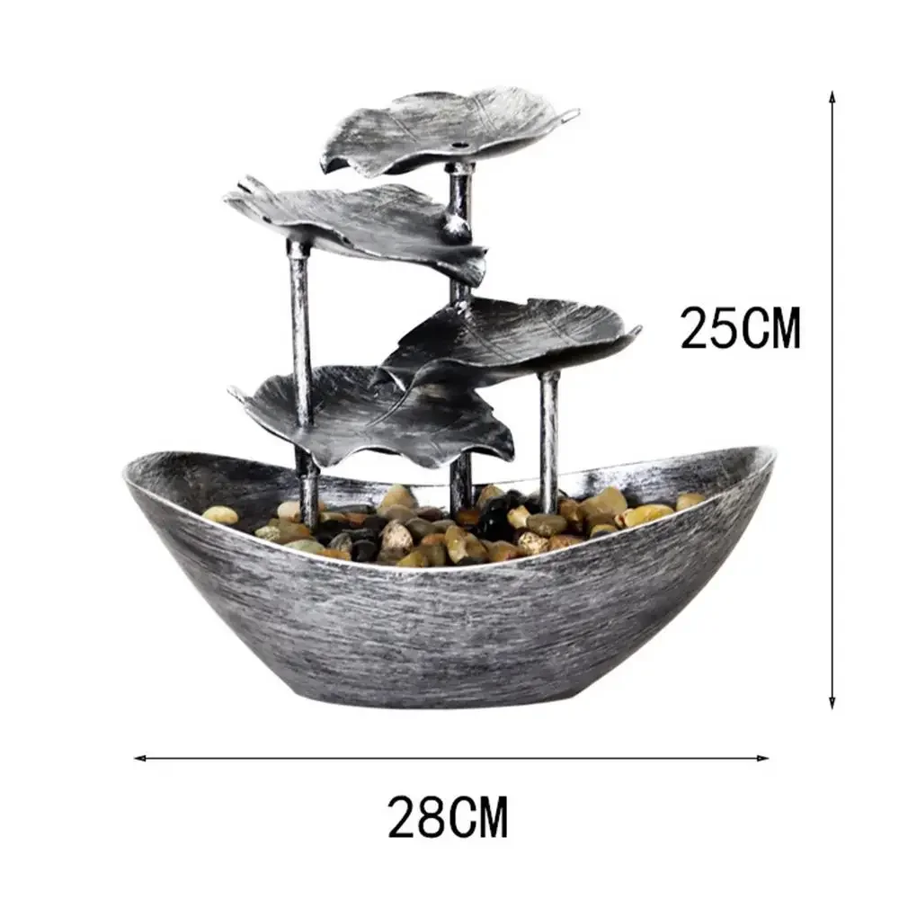 Tischbrunnen, Wasserfallbrunnen für Innendekoration, Wasser über Segeln, Lotusblatt, elektrische Pumpe