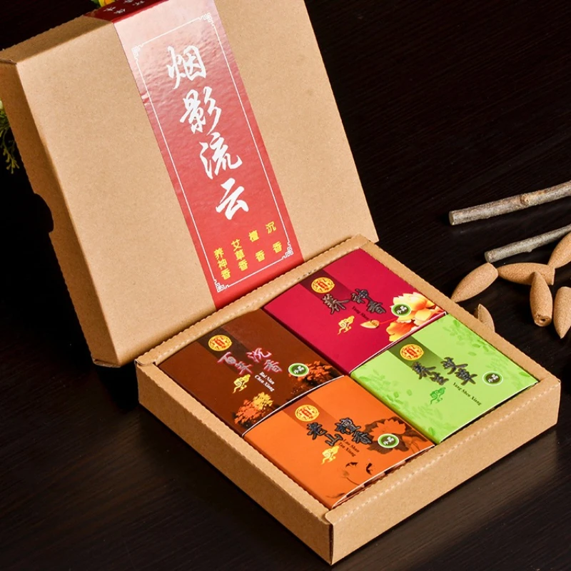 Weihrauchkegel mit natürlichem Rückfluss in Geschenkbox, 80 Stück/Lot, gemischtes übergroßes Sandelholz