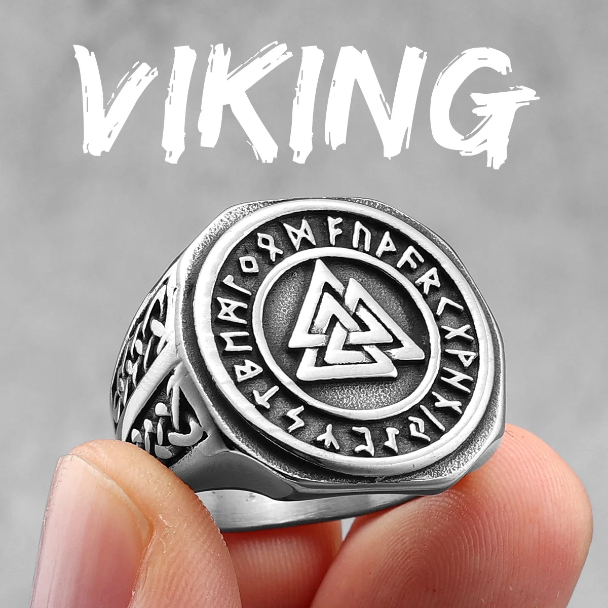 Viking Runen Odin Dreieck Männer Ringe Edelstahl Schmuck Punk Rock Amulett Mode Zubehör Für Frauen Geschenk