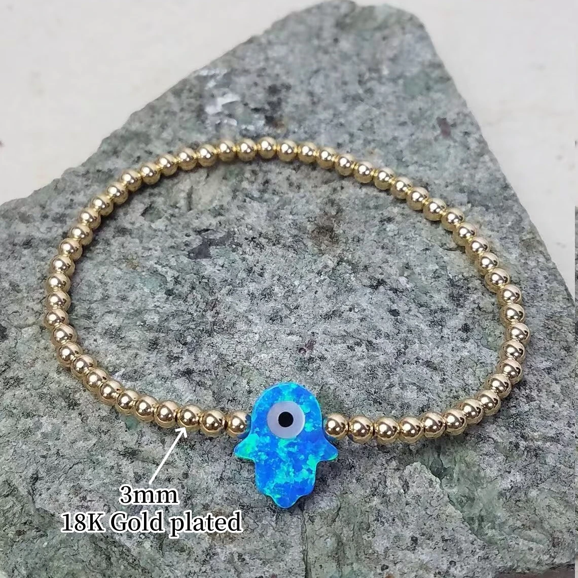 Vlen Hamsa Hand Evil Eye Armband für Frauen, Schutz, Glück, Geschenk, modischer, 18 Karat vergoldeter