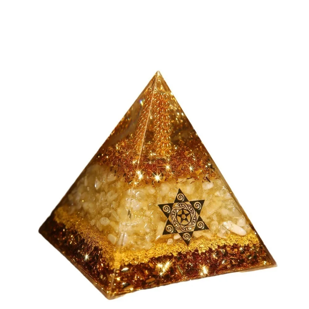 5/6/8/10cm Kristallpyramide aus Harz im Würfeldesign, Citrin-Orgonit-Pyramide, Handgefertigte Wohlstands
