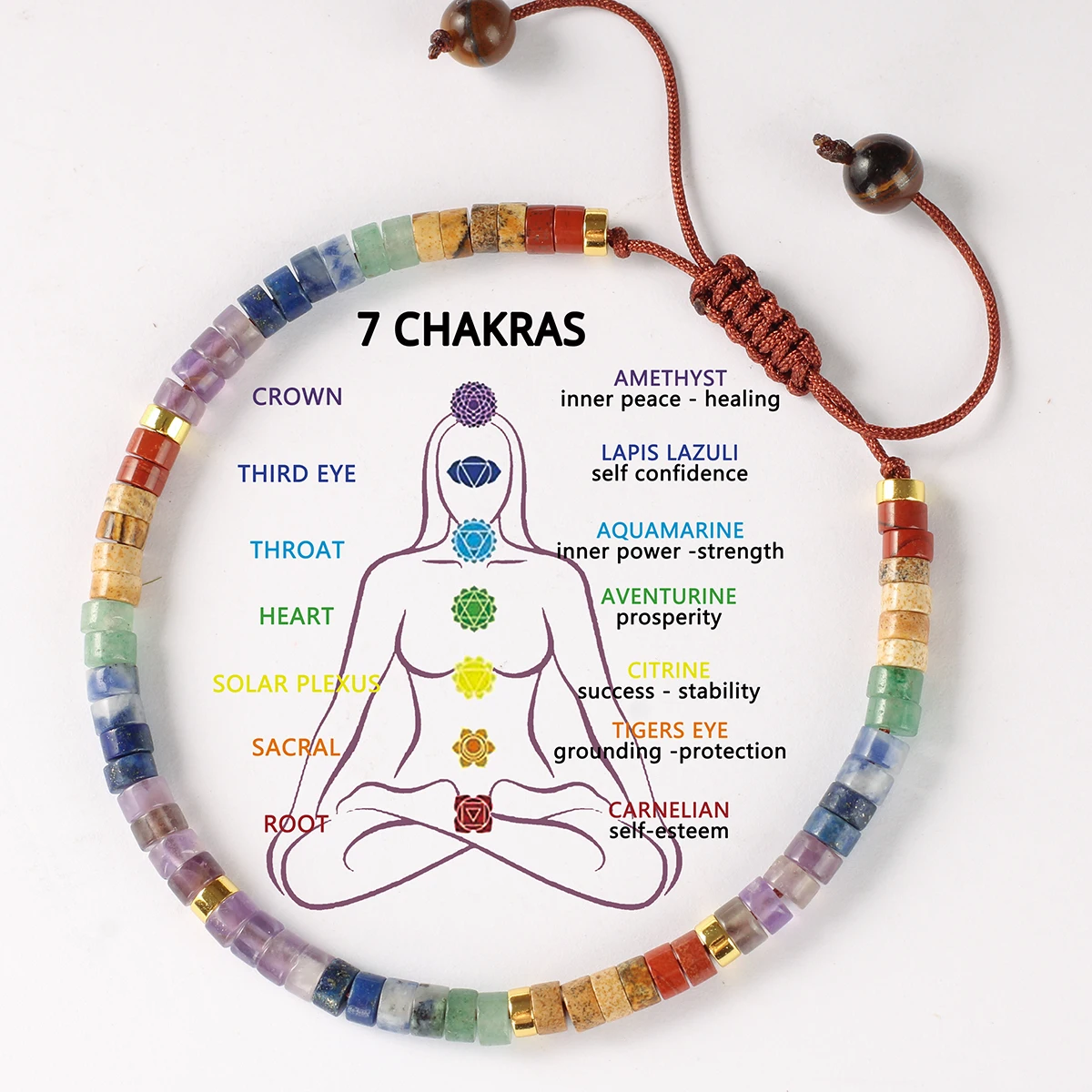 Perlen-Chakra-Armband, 7 Chakren, Kristall-Armband für Frauen, Yoga-Steinperlen, Armband, Meditation
