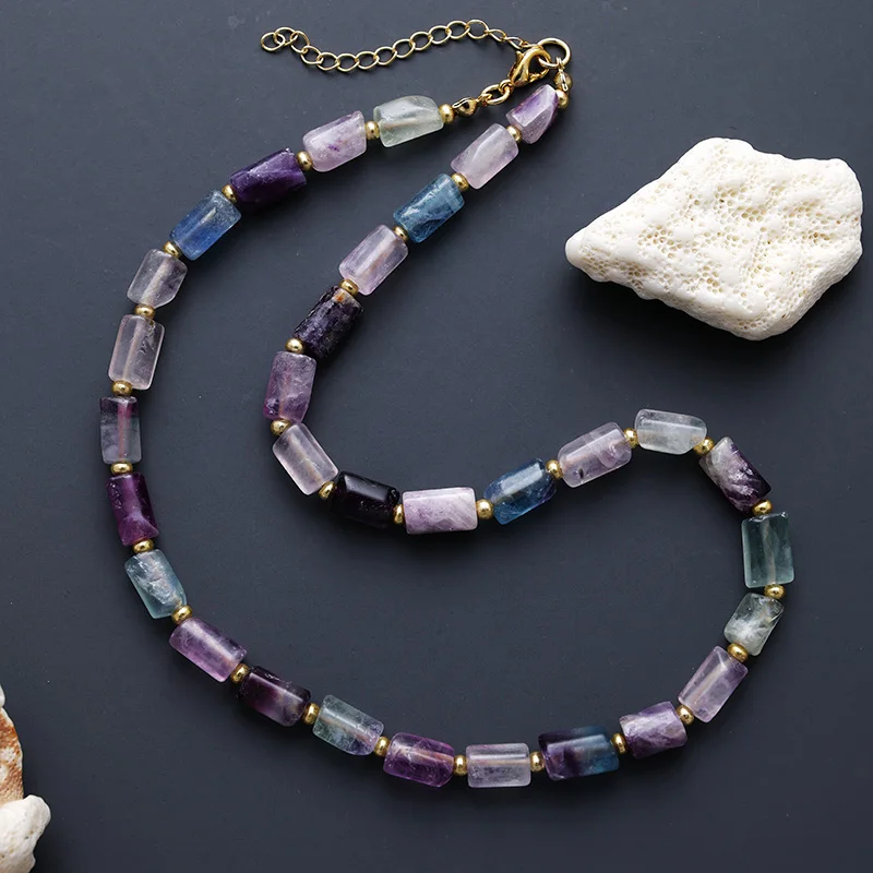 Luxus Natursteine 7-Chakra-Halsketten für Damen, exquisite Perlen, einfache Schichten, Halsketten