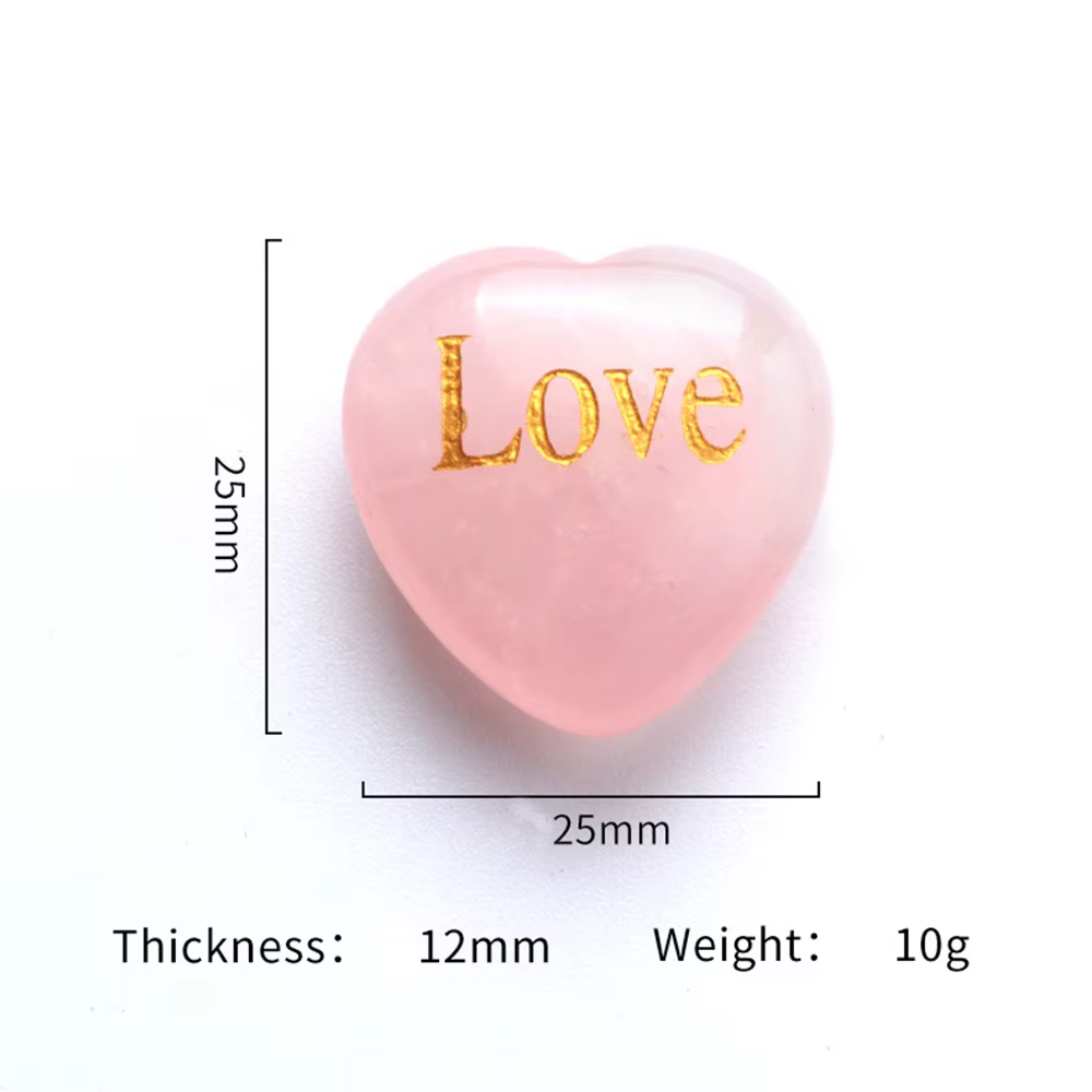 25mm Rosenquarz Herz inspirierende Stein gravierte Liebe natürliche rosa Kristall Valentinstag Geschenke