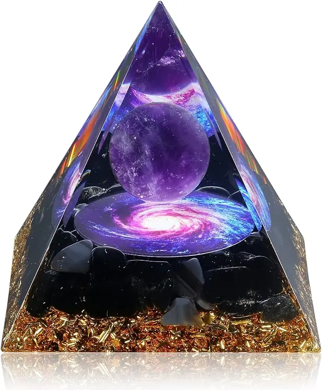 Orgon pyramide für positive Energie, Orgonit Amethyst & Obsidian Heil kristall pyramiden zur Stress