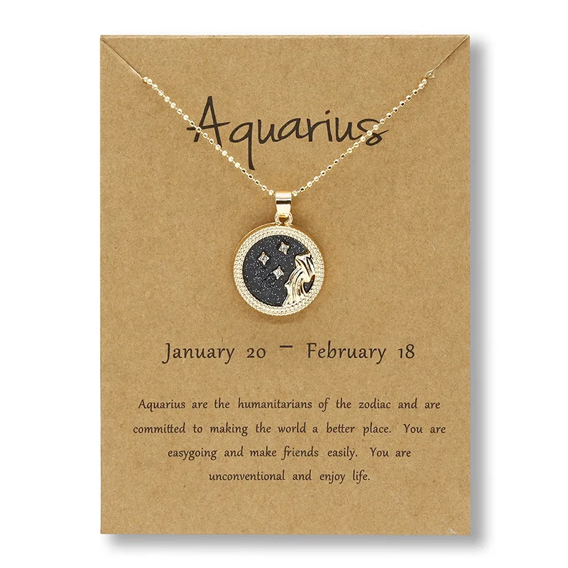 Trend ige 12 Sternzeichen Halskette Tag und Nacht Horoskop Astrologie Gold Farbe Münzform Anhänger Schmuck