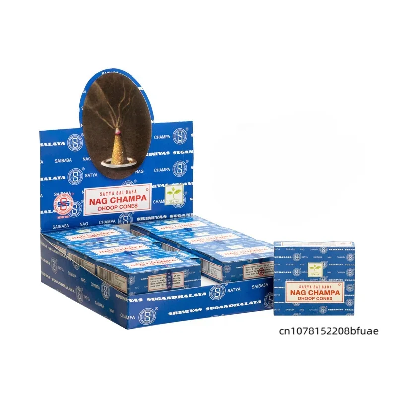 Nag Champa Dhoop Rückfluss-Räucherkegel 12 Stück Natürlicher Aroma-Rauchbrunnen für Saubere Luft Meditation