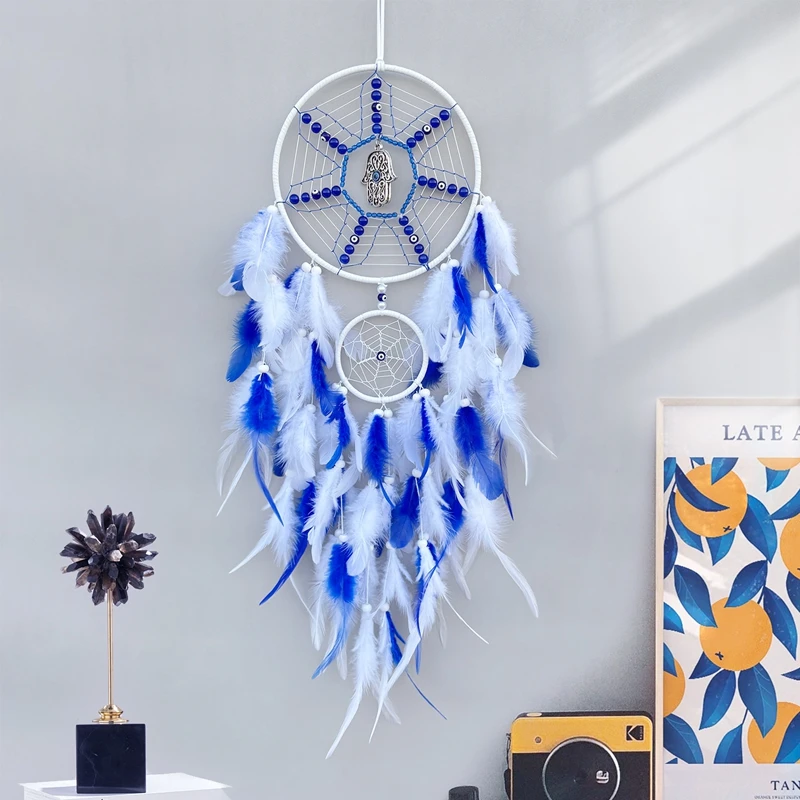 Traumfänger, handgefertigt, mit Federn, Windspiele, Wandbehang, Ornamente für Mädchen, Schlafzimmer