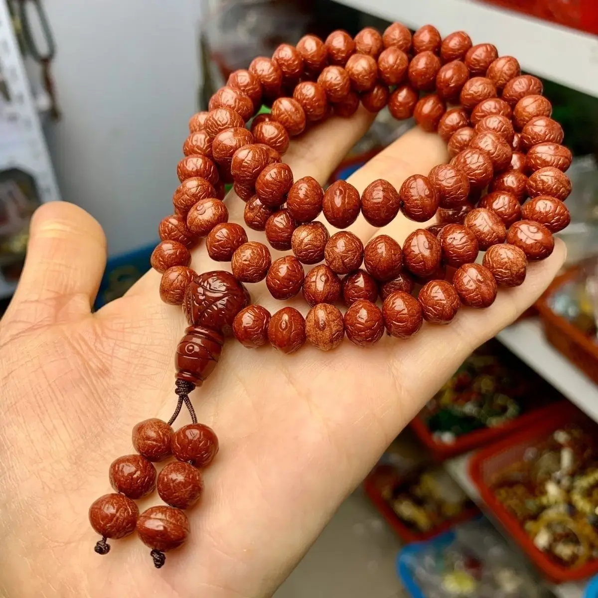 Nepalesische Bodhi-Perlen, 108-teilig, handgefertigte Gebetsperlen, kulturelles Zubehör fĂŒr MĂ€nner und Frauen