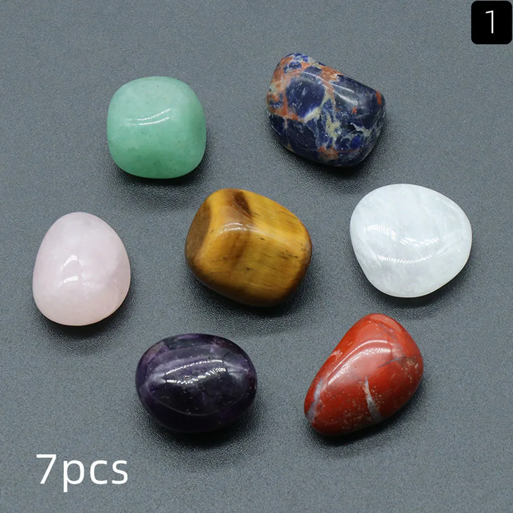 Natürlicher Kristall, Rosenquarz, Amethyst, sieben Chakra, Reiki, unregelmäßiger Trommelstein, bunter Stein