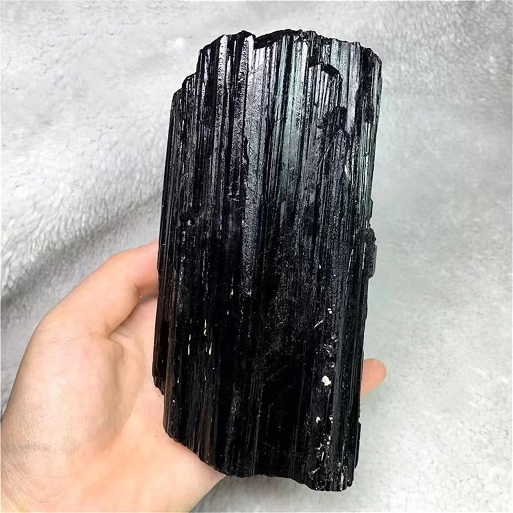 Natürlicher schwarzer Turmalin-Kies, roher Edelstein, Mineralprobe, Kristallstein, Heilmagie, erweiterte