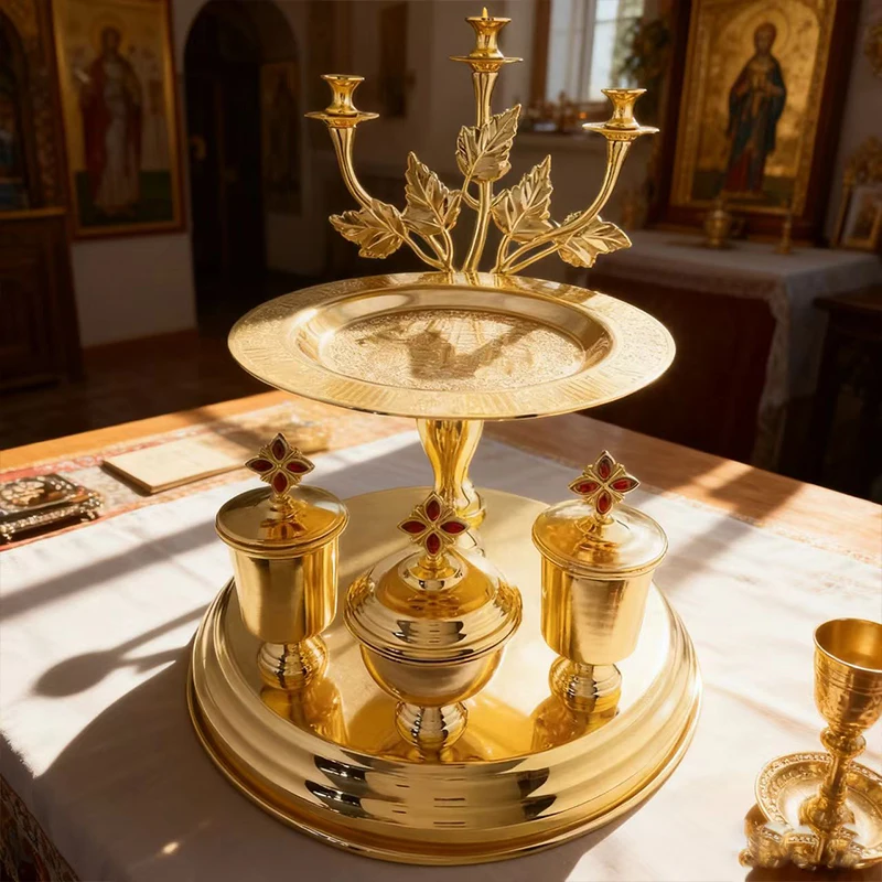 Orthodoxe Mehrschichtige Zeremonielle Utensilien Kerzenhalter Heilige Gegenstände Aufbewahrung Glaubenserbe
