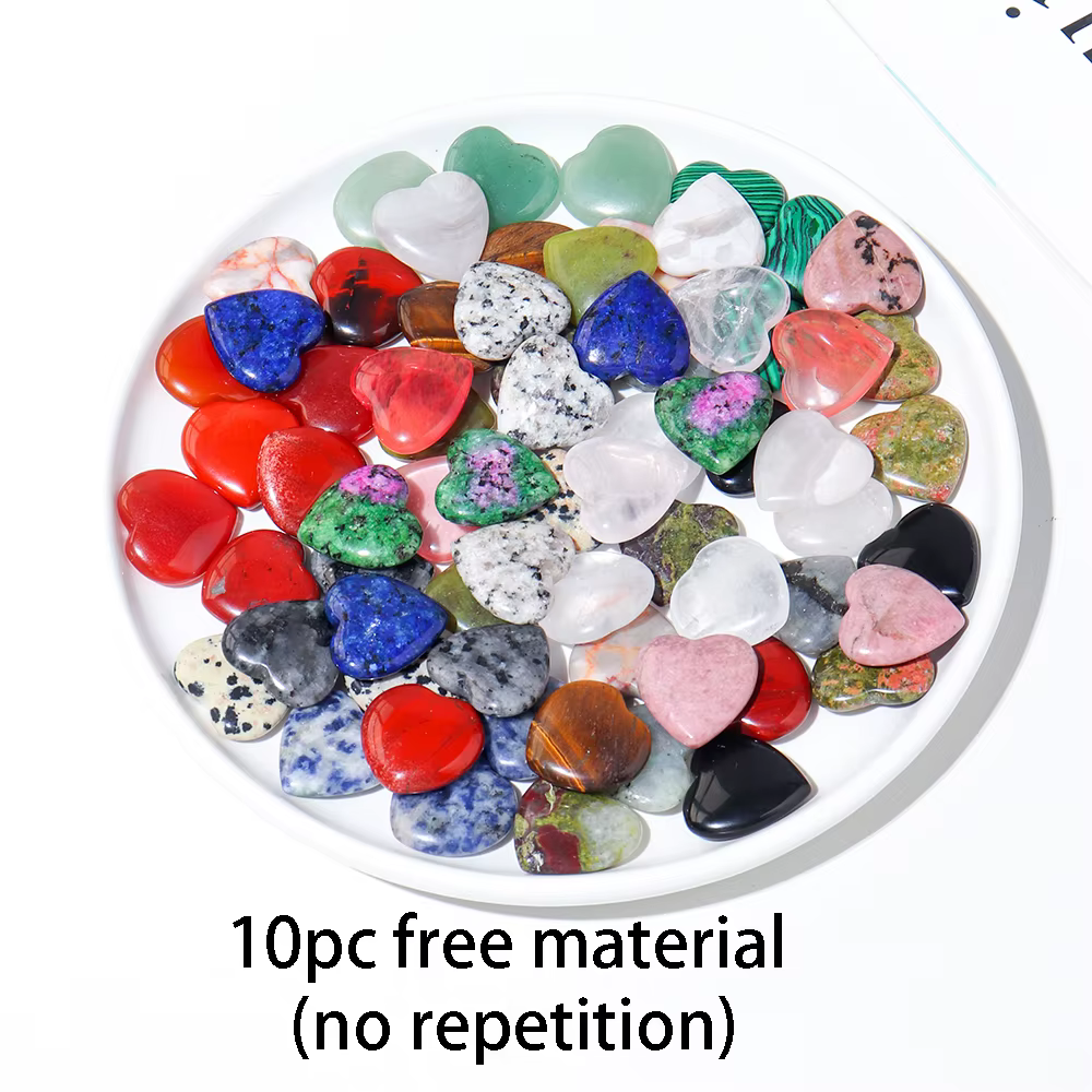 Natürliche Kristall Herz Schmuck Rose Quarz Liebe Zubehör Energie Juwel Dekoration (10 Stück)