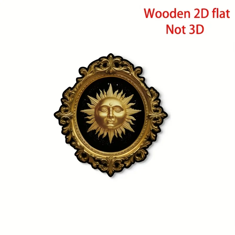 2D Flache Holz Sonne Mond Wand Raum Dekorative Bild Wandbehänge Panel Code Familie Café Bar Wand Dekor