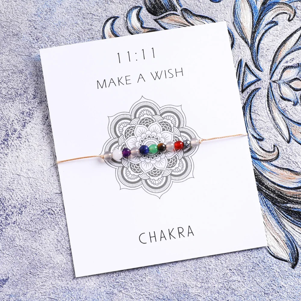 Chakra-Wunsch-Armband, natürliche 7-Chakra-Kristalle, Heilarmband, Yoga, Reiki-Stein, Schmuck, Damen