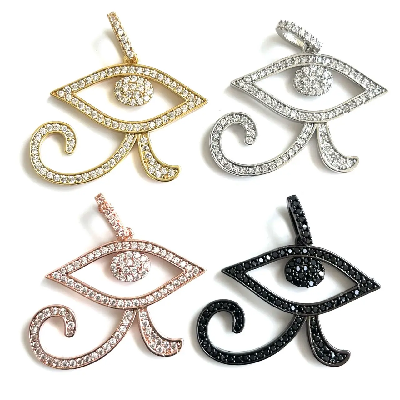 Zirkonia Pflastern Horus Eye Charms Gold Überzogene Anhänger Für Schmuck Machen Armband Halskette (5 Stück)