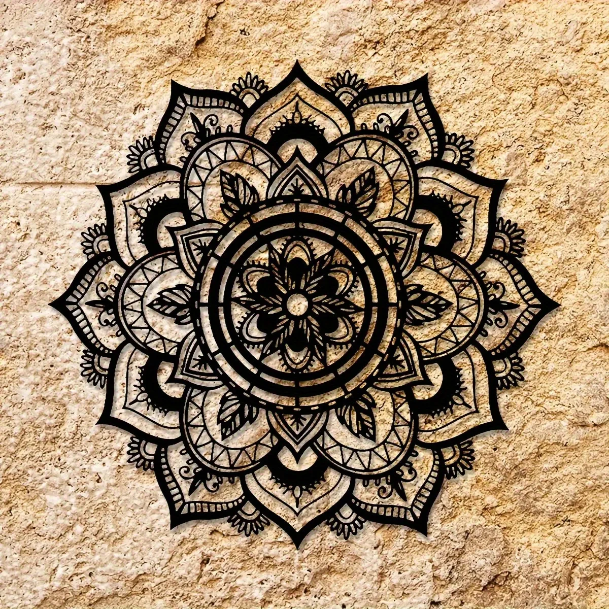 Böhmische Mandala Metall-Wandkunst Lotusblume Zen Heimdekoration Einfach zu Befestigen Wohnzimmer Yoga-Studio