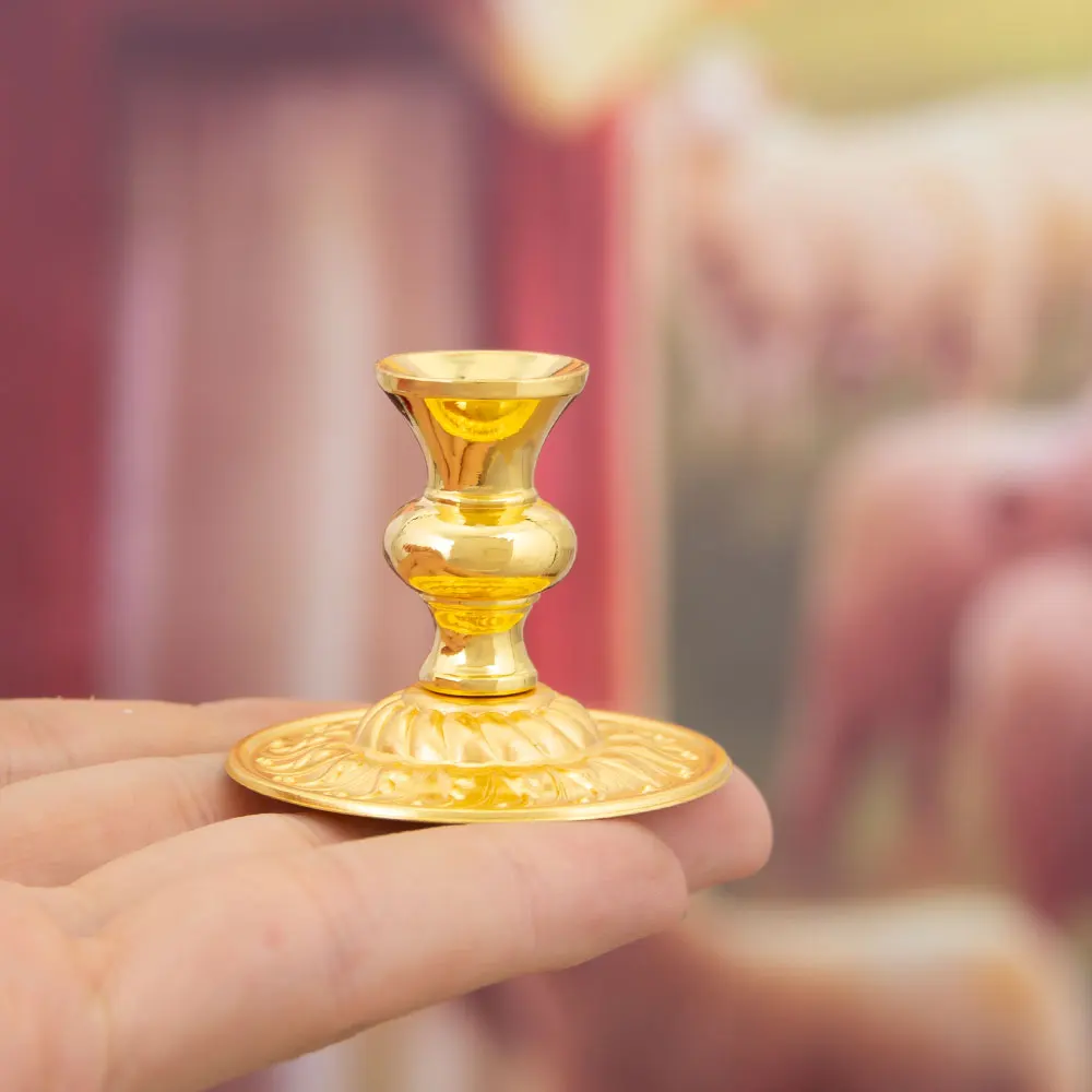 HTISOK Goldener Kirchenkerzenhalter, Heimaltar, Kirchendekoration, religiöses Geschenk, heiliger