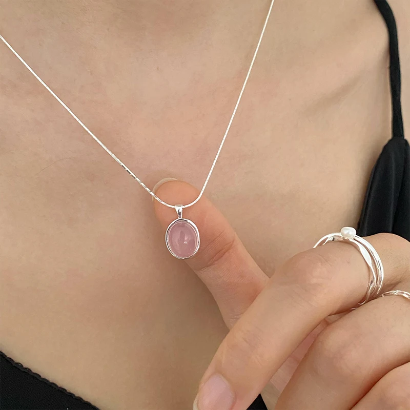 925 Sterling Silber rosa Kristall Mondstein Halskette für Frauen – Bild 6