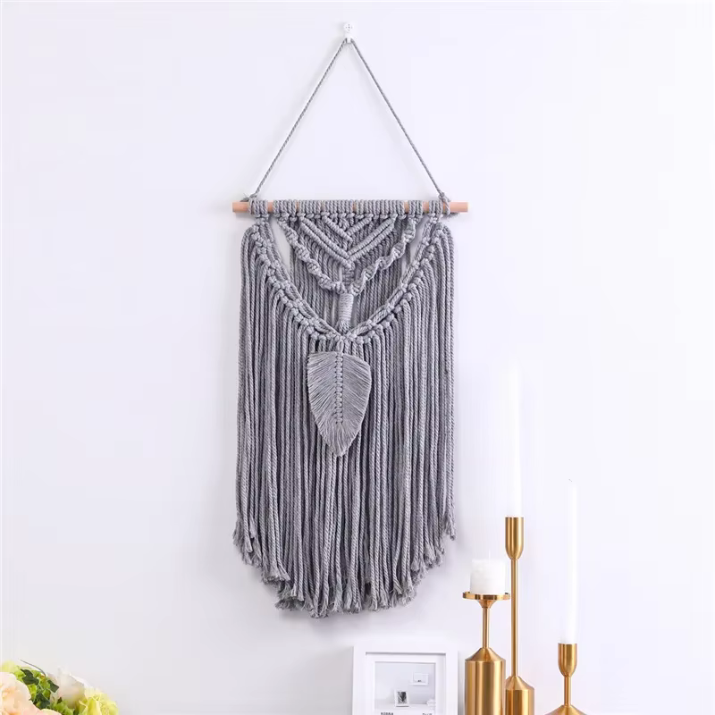 Makramee Boho Wandbehang Wandhintergrund Wohnzimmer Dekoration Handgewebte Baumwolle Nordic Art Quaste