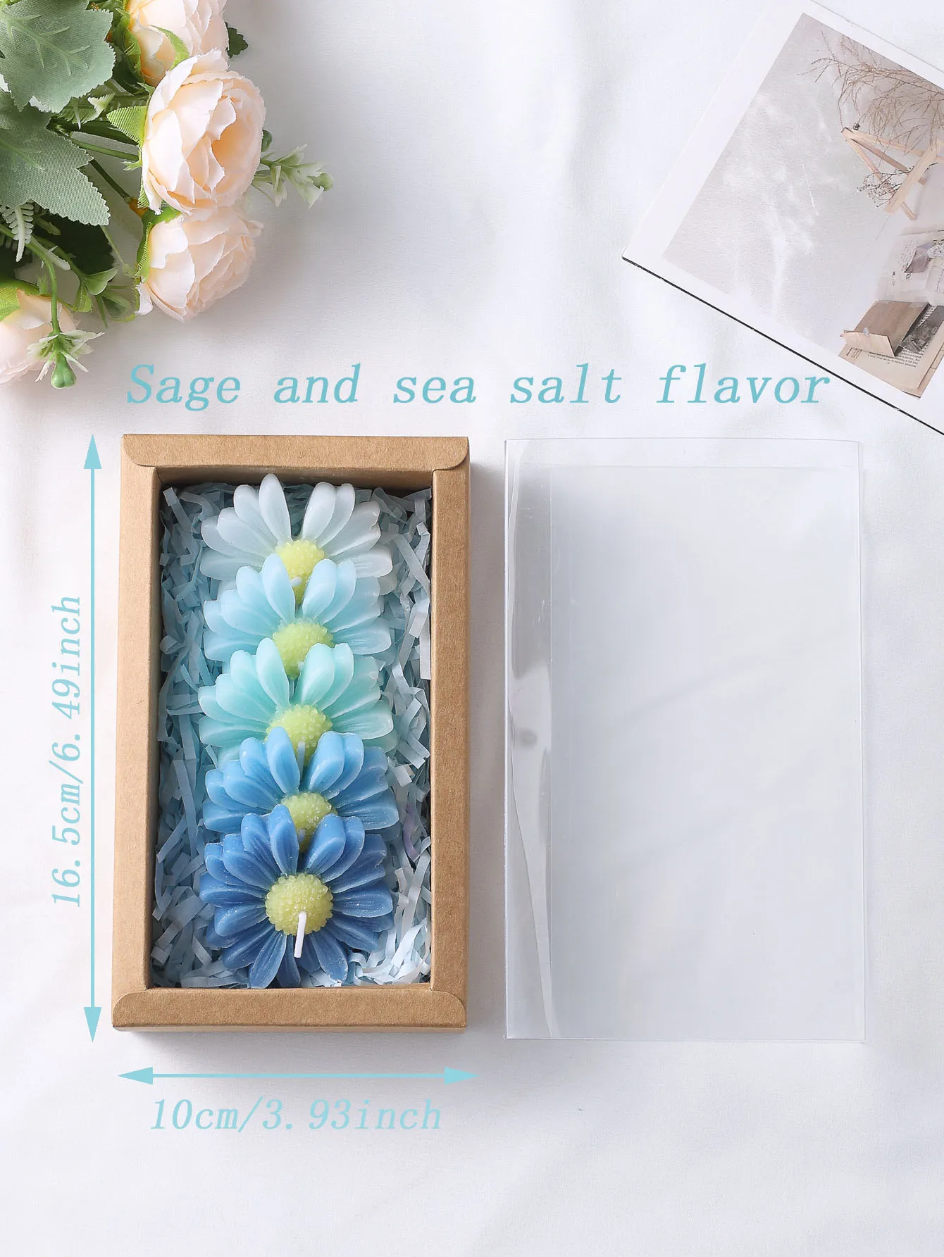Gradient Macaron Gänseblümchen Duftkerzen-Set aus Sojawachs, Elegante Blumenduft-Geschenkbox (5 Stück)