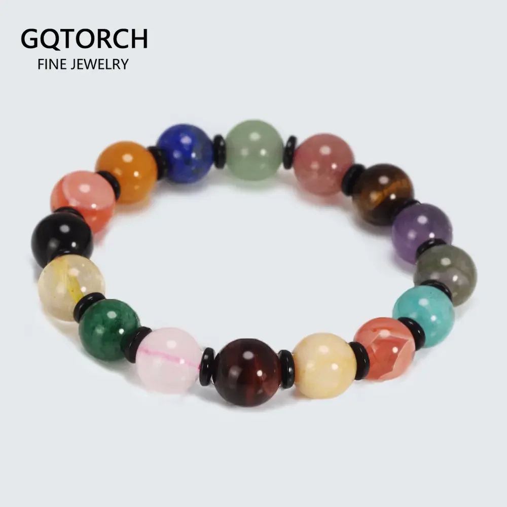 Natürliches 7-Chakra-Armband mit mehreren Edelsteinen und Perlen für Damen und Herren, Tigerauge