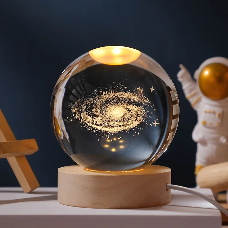 Geschenk Festival USB führte Nachtlicht, Galaxie Kristall kugel Lampe, 3D Planet Mond lampe, Heim dekoration