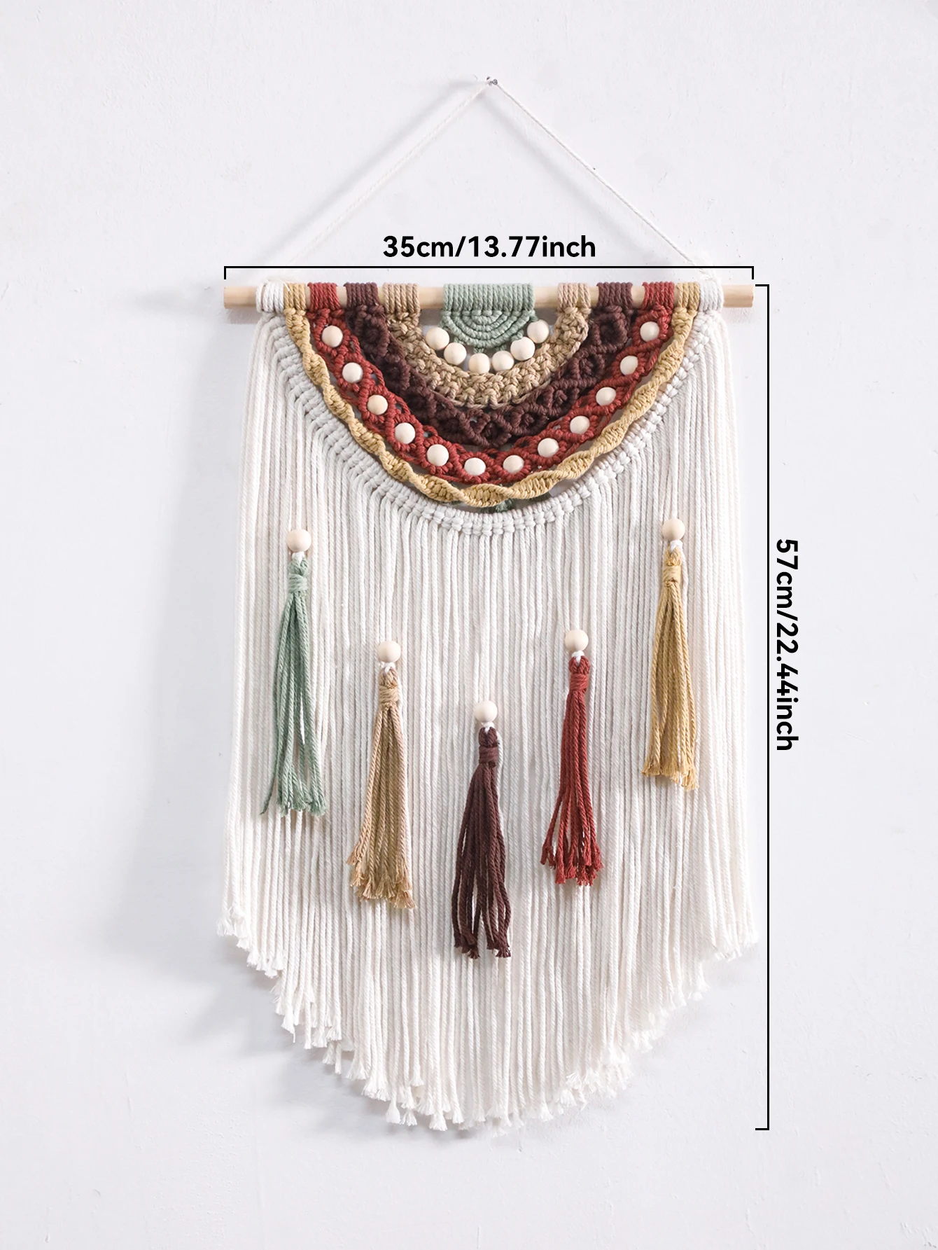 Boho Makramee Wandbehang Bunter Gewebter Wandteppich Nordische Rustikale Wandkunst Dekoration für Schlafzimmer