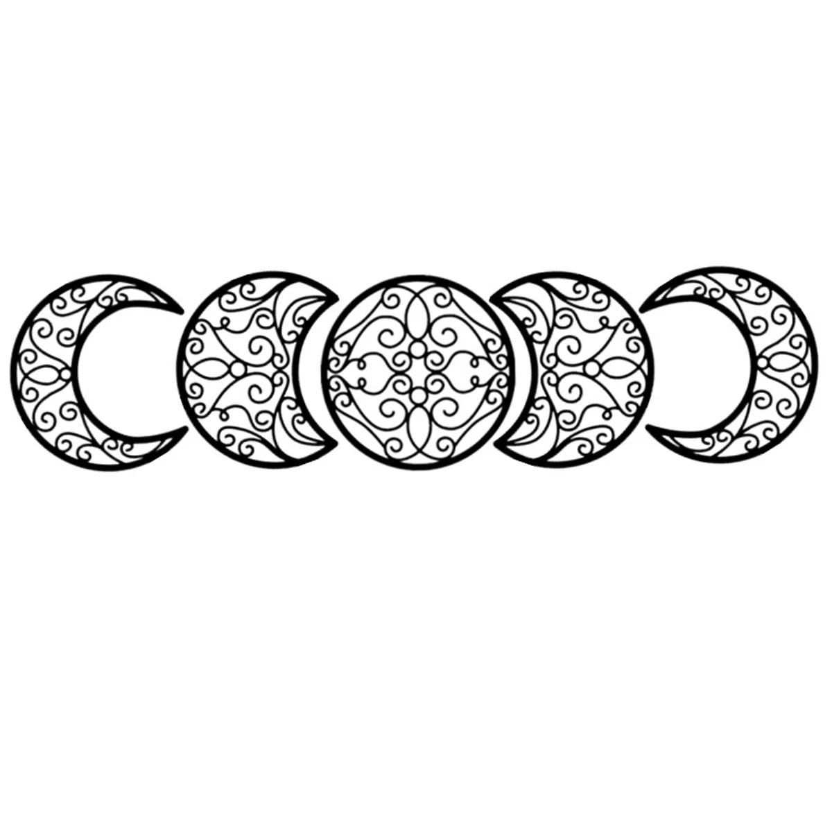 Schwarz Mond Dekoration Wand Hängen 3D Mond Phase Spirituelle Schlafzimmer Wand Dekor Nordic (5 Stück)