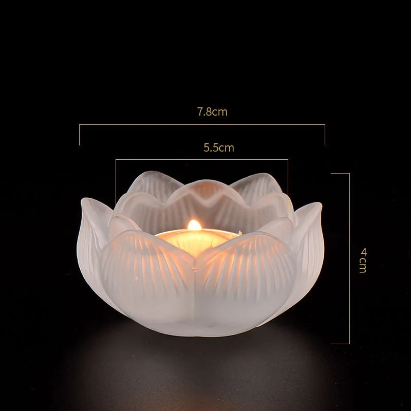 Bunter Lotus-Kerzenhalter aus Glas, buddhistische Altarlampe, Butterlampenständer, ständig brennender