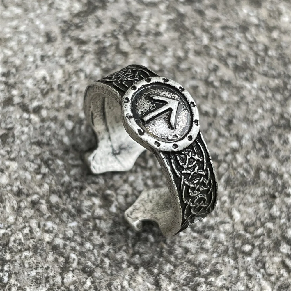 Nostalgie Wikinger Runen TIWAZ Sowilo Finger offener Ring Gothic verstellbare Ringe für Damen Herren