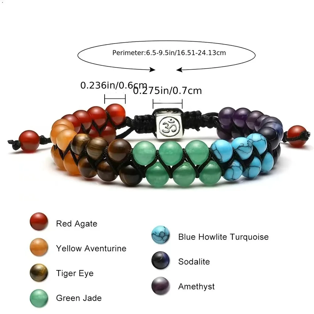 Top Plaza 7-Chakra-Behandlung, Kristall-Armband, Yoga-Stein, verstellbare Perlen, Armband, Meditation