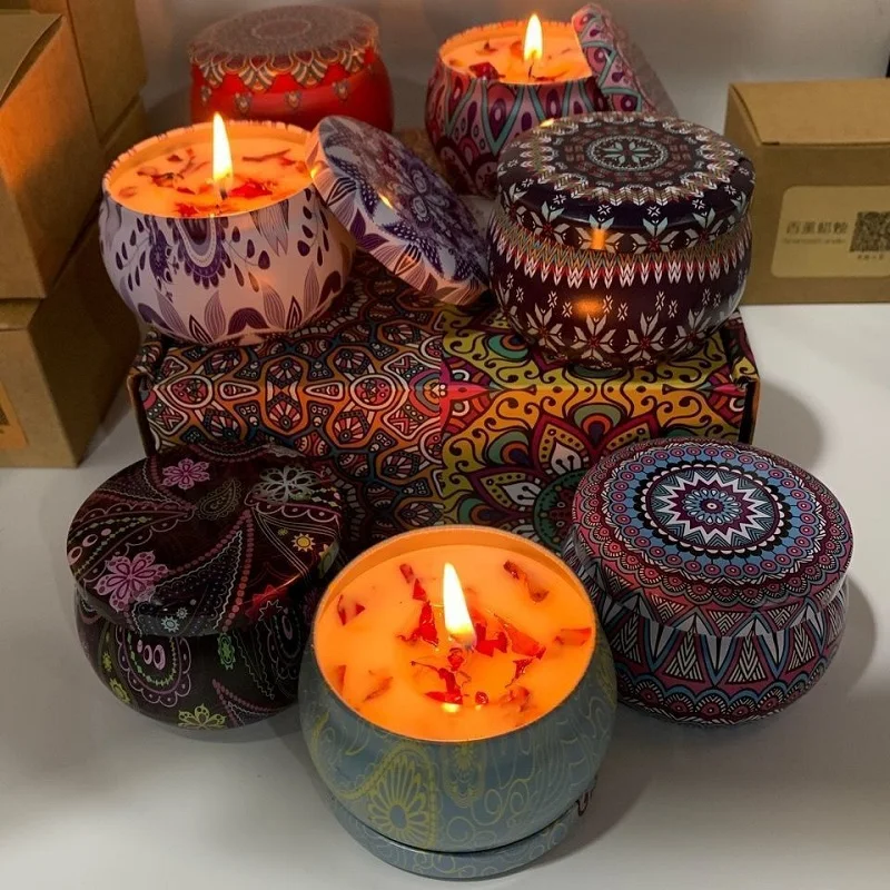 Vintage Können Kerzen Soja Wachs Blume Duft Duft Kerze Hause Dekoration Kerze Gläser für Hochzeit Zeremonie