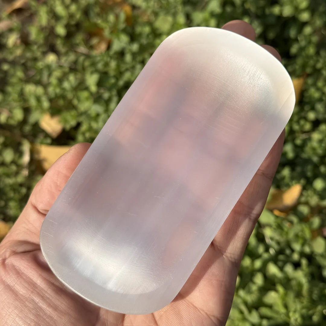 Natürliche transparente Selenitschale, weiße entmagnetisierende Dekoschale - unverzichtbares Werkzeug