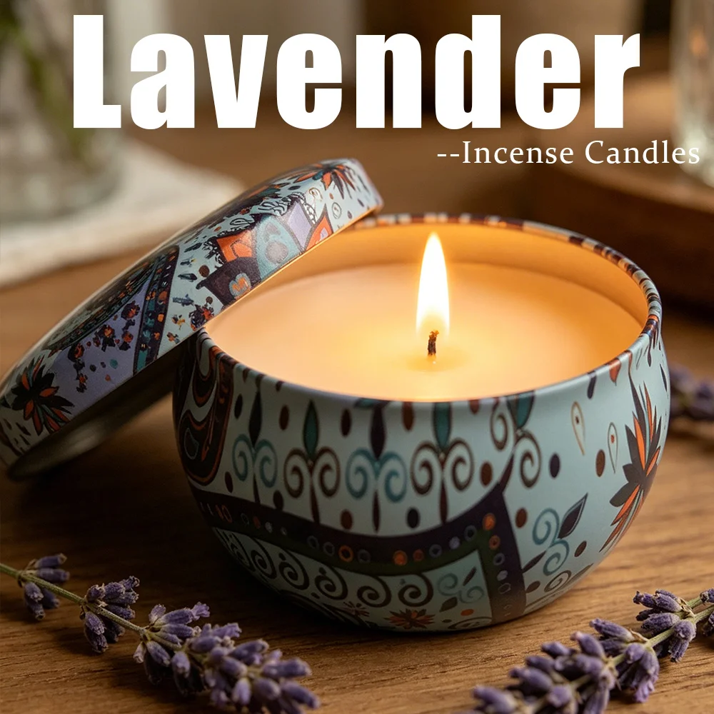 Exquisite Duftkerzen in einer Blechdose, enthaltend 4 Aromen, darunter Geißblatt, Lavendel, Zitronengras