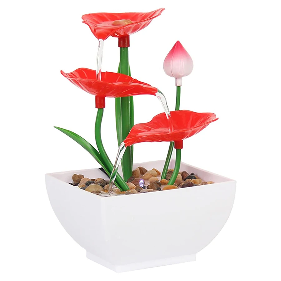 Mini-Zen-Tischbrunnen - entspannender LED-Wasserfall für Büro, Schreibtisch, Yoga, Zimmer und Feng Shui-Dekor