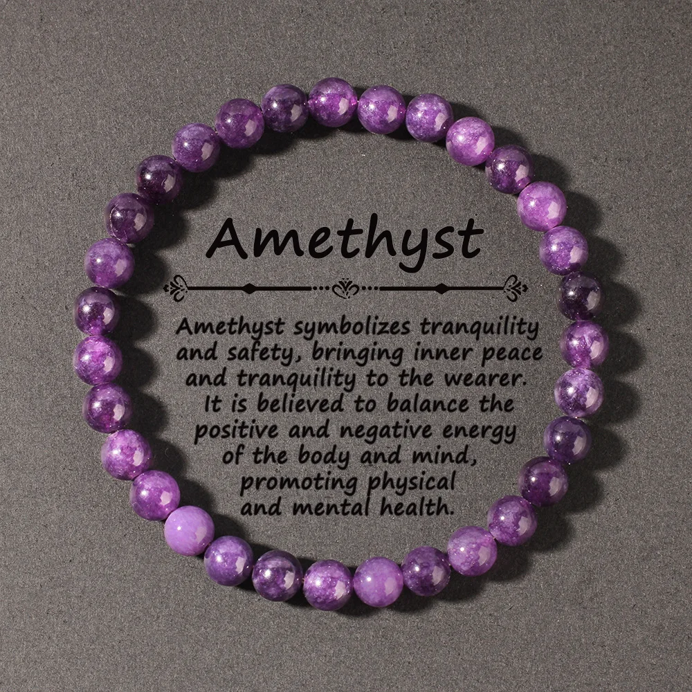 Natürliche Stein Echte Amethyst Perlen Armbänder 6/8/10mm Glatte Runde Perlen Armband Männer Frauen Stretch